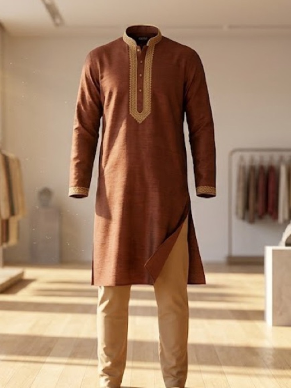 Designer Silk Kurta & Pajama Set | Size 40